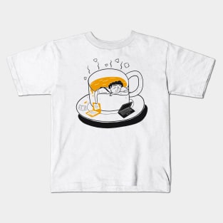 Man sleeping in cup Kids T-Shirt